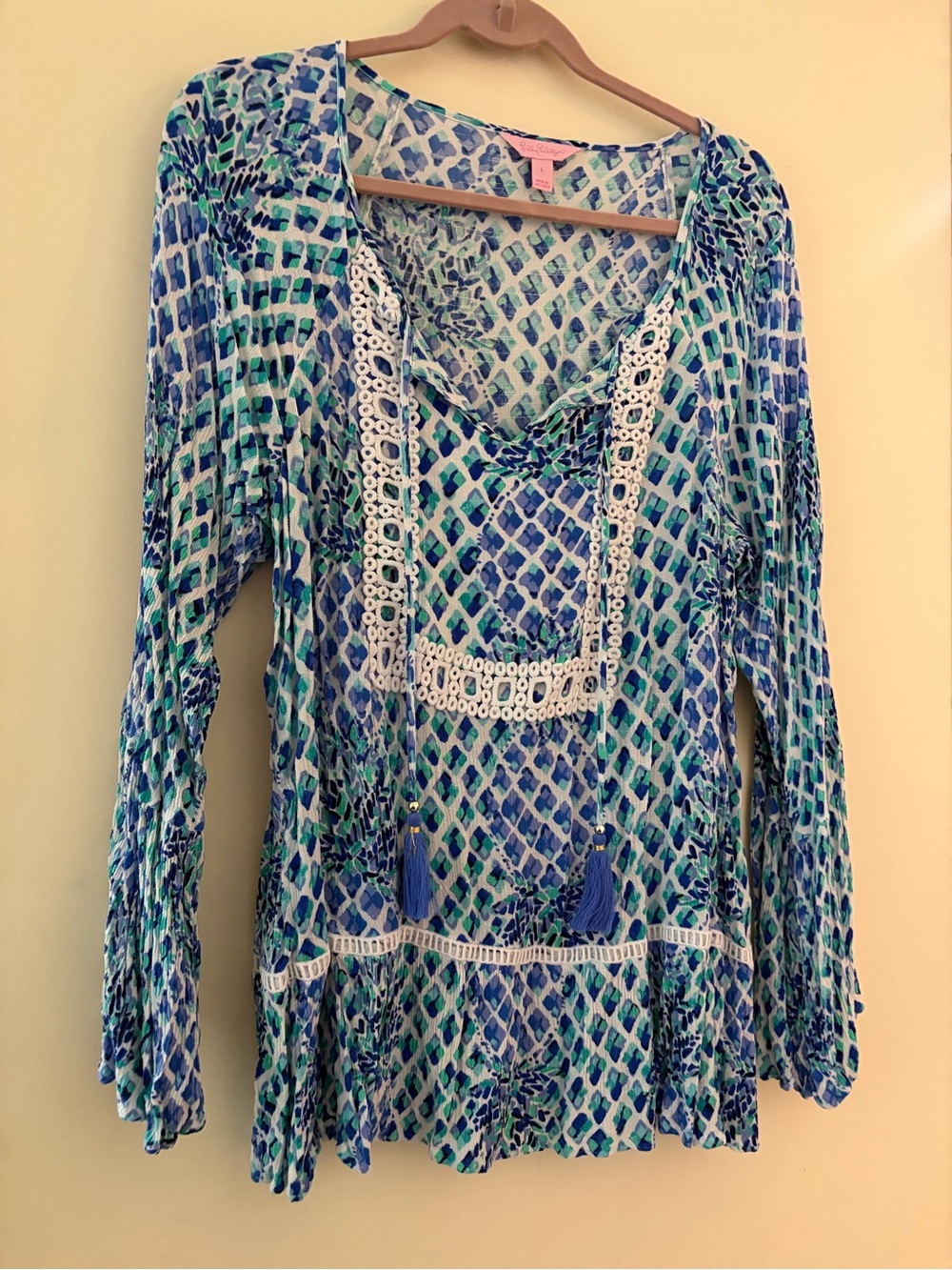 Boho Lace-Trim V-Neck Tunic Top
